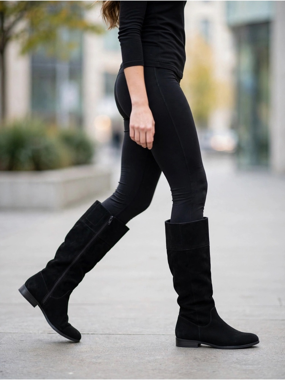 Classic Black Suede Boots with Side Zip